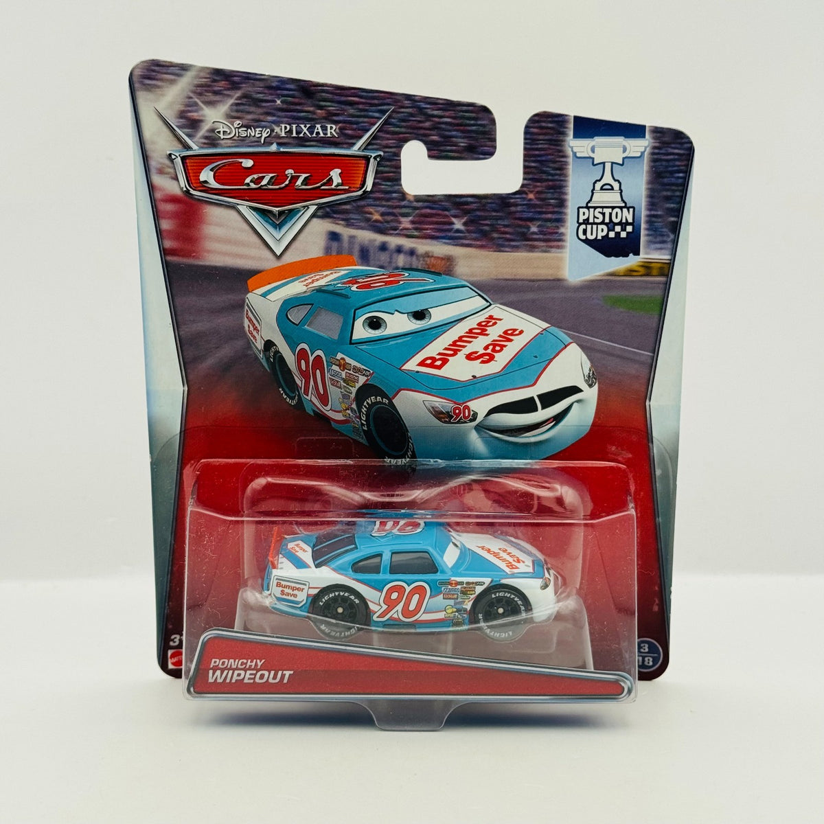Disney Pixar Cars - BUMPER SAVE PONCHY WIPEOUT Piston Cup 2015 - 1:55 Diecast