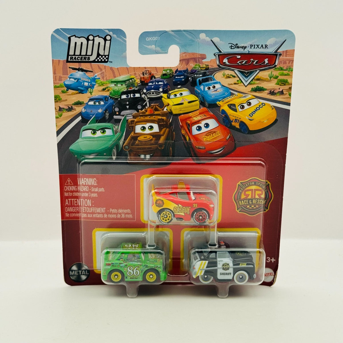 Disney Pixar Cars - Mini Racers RACE & RESCUE MCQUEEN CHICK 3-PK - Diecast