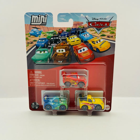 Disney Pixar Cars Mini Racers JEFF GORVETTE CARLA VELOSO WGP Cars 2 3-PK Diecast