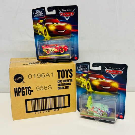 Disney Pixar Cars - GLOW RACERS CASE OF 8 WINGO, RAMONE, FILLMORE - 1:55 Diecast