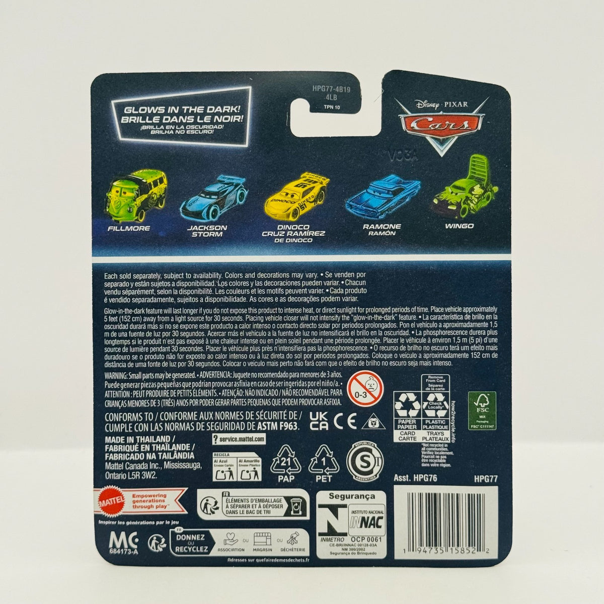 Disney Pixar Cars - GLOW RACERS MCQUEEN (Glow In The Dark) - 1:55 Diecast