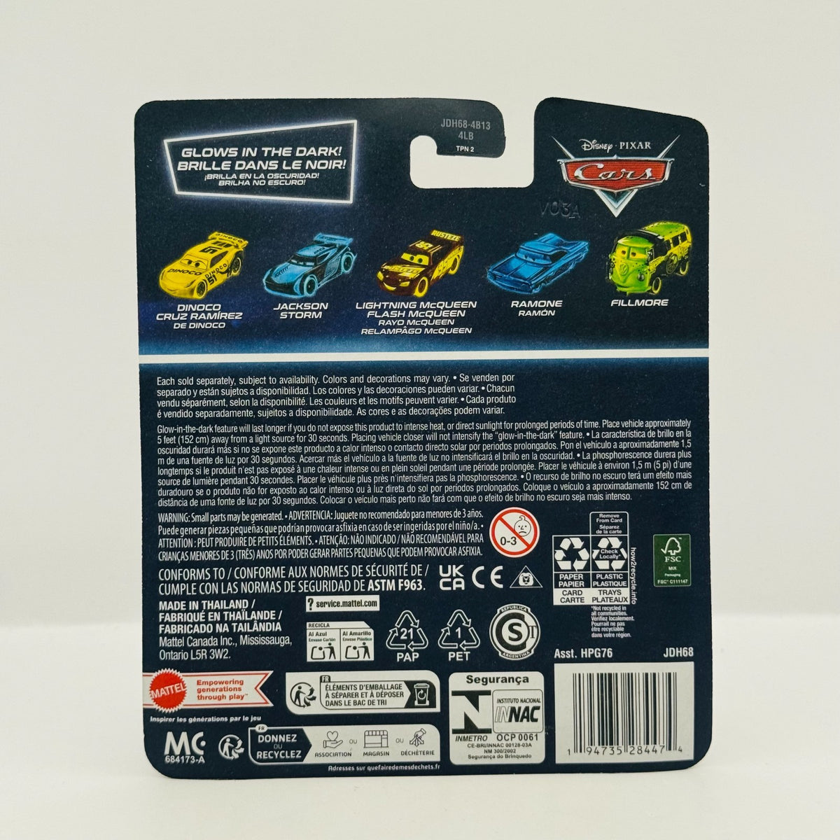 Disney Pixar Cars - GLOW RACERS WINGO W/ FLAMES (Glow In The Dark) -1:55 Diecast